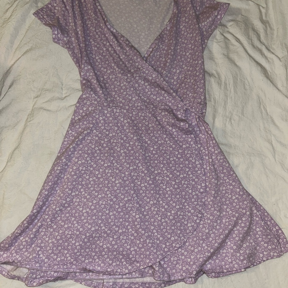 Hollister Purple Flutter Sleeve Wrap Sundress